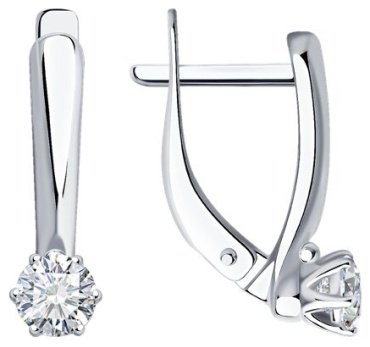 Серьги Diamant 94-120-01542-1 вес 1.95 г серебро, фианит