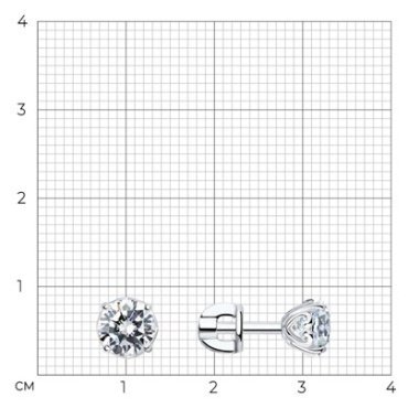 Пусеты SOKOLOV 94025221 вес 1.74 г серебро, фианит купить,9747