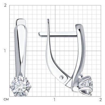Серьги Diamant 94-120-01542-1 вес 1.95 г серебро, фианит