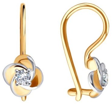 Серьги Diamant 51-120-02234-1 вес 1.09 г золото, фианит купить,90723