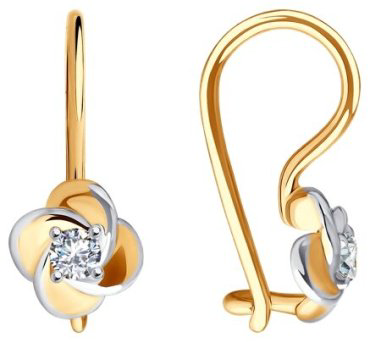Серьги Diamant 51-120-02234-1 вес 1.09 г золото, фианит купить,90723