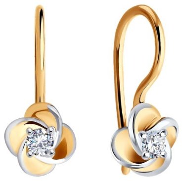 Серьги Diamant 51-120-02234-1 вес 1.09 г золото, фианит купить,90723