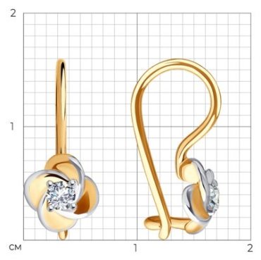 Серьги Diamant 51-120-02234-1 вес 1.09 г золото, фианит купить,90723