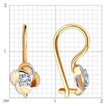 Серьги Diamant 51-120-02234-1 вес 1.09 г золото, фианит купить,90723