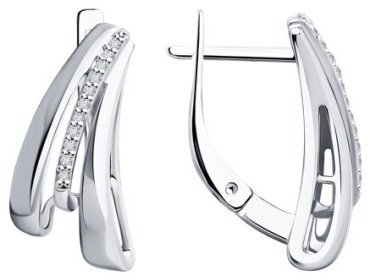 Серьги Diamant 94-220-01745-1 вес 3.46 г серебро, бриллиант купить,69134