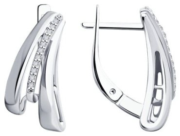 Серьги Diamant 94-220-01745-1 вес 3.46 г серебро, бриллиант купить,69134