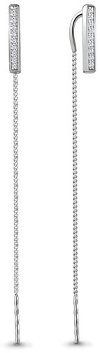 Серьги-цепочки AQUAMARINE 48376А вес 1.6 г серебро, фианит купить,16621