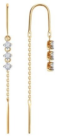 Серьги-цепочки SOKOLOV 0200160 вес 1.69 г золото, фианит купить,NaN