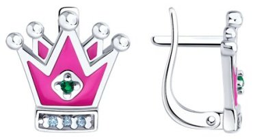 Серьги Diamant 94-120-02221-1 вес 1.77 г серебро, фианит, эмаль купить,8524