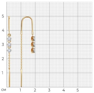 Серьги-цепочки SOKOLOV 0200160 вес 1.69 г золото, фианит купить,NaN