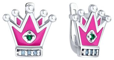 Серьги Diamant 94-120-02221-1 вес 1.77 г серебро, фианит, эмаль купить,8524