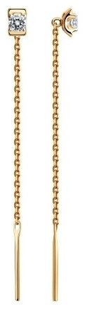 Серьги-цепочки Diamant 51-123-00686-1 вес 0.8 г золото, фианит купить,73899