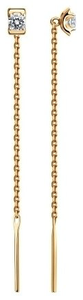 Серьги-цепочки Diamant 51-123-00686-1 вес 0.8 г золото, фианит купить,73899