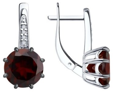 Серьги Diamant 94-320-02040-1 вес 3.62 г серебро, гранат, фианит купить,62330