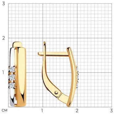 Серьги Diamant 51-120-00822-1 вес 2.36 г золото, фианит купить,198445