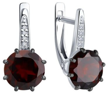 Серьги Diamant 94-320-02040-1 вес 3.62 г серебро, гранат, фианит купить,62330