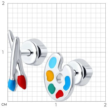 Пусеты Diamant 94-122-02286-1 вес 1.56 г серебро, эмаль купить,9234