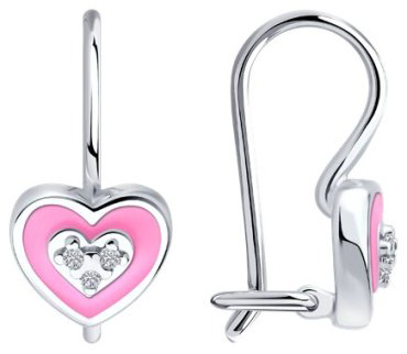 Серьги Diamant 94-120-02220-1_s вес 1.44 г серебро, фианит, эмаль купить,8405