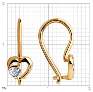 Серьги Diamant 51-120-00712-1 вес 0.87 г золото, фианит купить,81869
