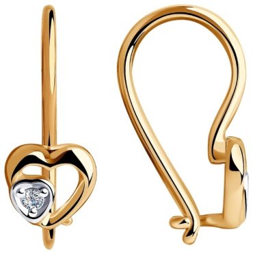 Серьги Diamant 51-120-00712-1 вес 0.87 г золото, фианит купить,81869