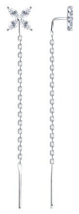 Серьги-цепочки SOKOLOV 94025995 вес 1.04 г серебро, фианит купить,NaN