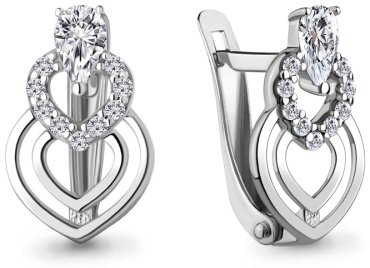 Серьги AQUAMARINE 400131А вес 1.92 г серебро, фианит купить,17868