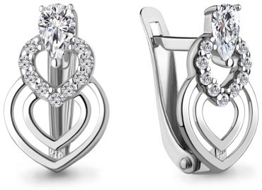 Серьги AQUAMARINE 400131А вес 1.92 г серебро, фианит купить,17868