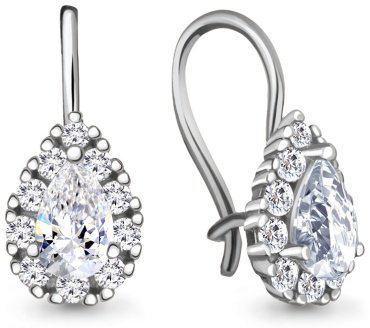 Серьги AQUAMARINE 40968А вес 2 г серебро, фианит купить,16621