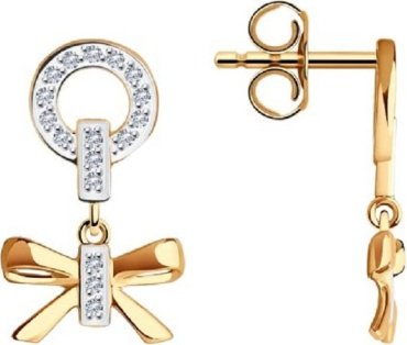 Серьги LUXOR JEWELRY 029455 вес 1.9 г золото, фианит купить,NaN