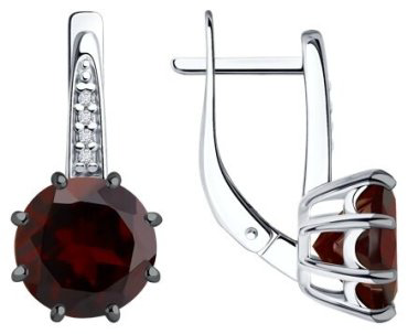 Серьги Diamant 94-320-02040-1 вес 3.62 г серебро, гранат купить,62330
