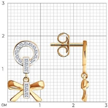 Серьги LUXOR JEWELRY 029455 вес 1.9 г золото, фианит купить,NaN