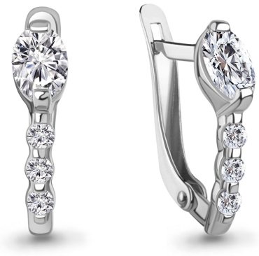 Серьги AQUAMARINE 400202А вес 1.92 г серебро, фианит купить,24419