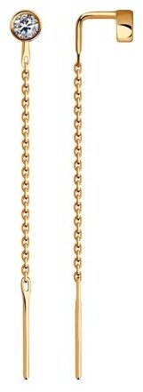 Серьги-цепочки Diamant 51-123-00503-1 вес 1.11 г золото, фианит купить,86884
