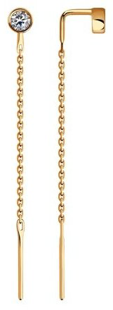Серьги-цепочки Diamant 51-123-00503-1 вес 1.11 г золото, фианит купить,86884