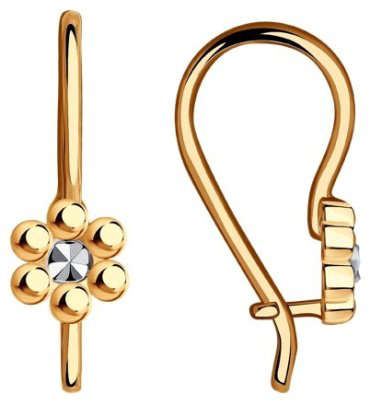 Серьги Diamant 51-120-00499-1 вес 1.12 г золото, без вставок купить,87969