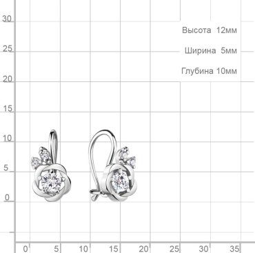 Серьги AQUAMARINE 48781A вес 1.3 г серебро, фианит купить,11774