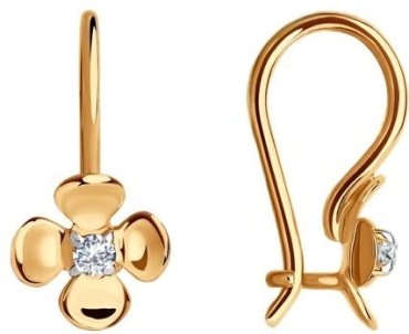 Серьги Diamant 51-120-01493-1 вес 1 г золото, фианит купить,101629