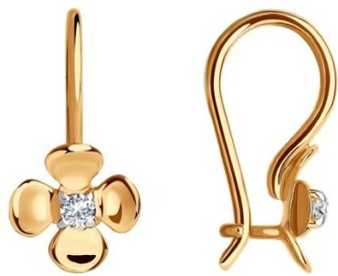 Серьги Diamant 51-120-01493-1 вес 1 г золото, фианит купить,101629