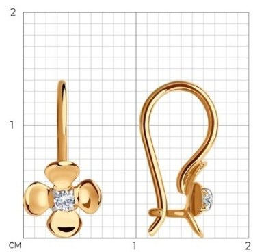 Серьги Diamant 51-120-01493-1 вес 1 г золото, фианит купить,101629