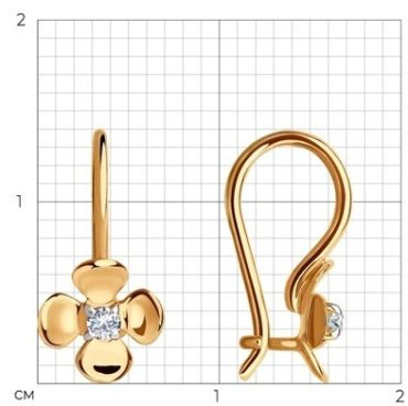 Серьги Diamant 51-120-01493-1 вес 1 г золото, фианит купить,101629
