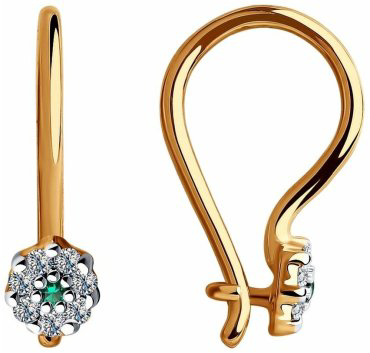 Серьги Diamant 51-120-00676-1 вес 0.75 г золото, фианит купить,NaN