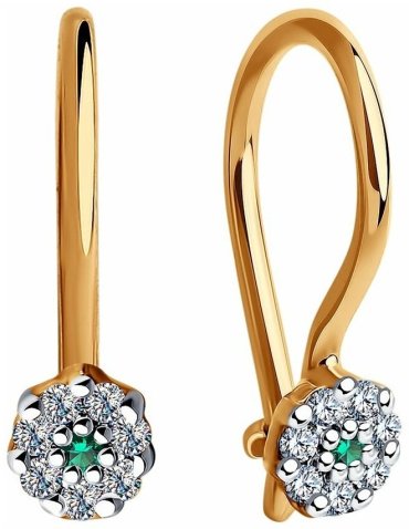 Серьги Diamant 51-120-00676-1 вес 0.75 г золото, фианит купить,NaN