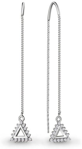 Серьги-цепочки AQUAMARINE 48624А вес 1.62 г серебро, фианит купить,14960