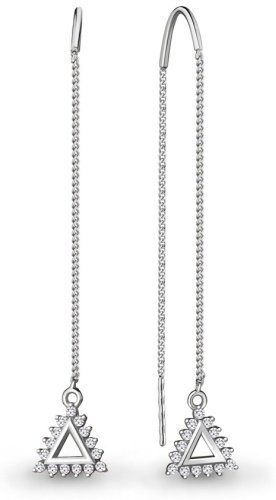 Серьги-цепочки AQUAMARINE 48624А вес 1.62 г серебро, фианит купить,14960