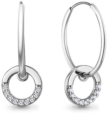 Серьги AQUAMARINE 400252А_s вес 1.76 г серебро, фианит купить,20777
