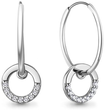Серьги AQUAMARINE 400252А_s вес 1.76 г серебро, фианит купить,20777
