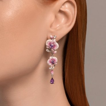 Серьги SOKOLOV 92025254 вес 10.72 г серебро, эмаль, аметист, фианит купить,82593