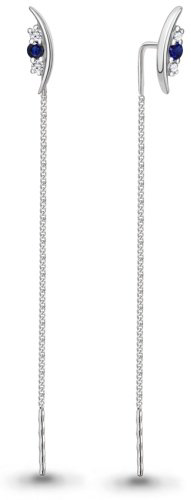 Серьги-цепочки AQUAMARINE 49804АБ.6 вес 1.26 г серебро, наносапфир, фианит купить,12327