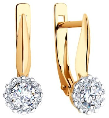 Серьги Diamant 51-120-02211-1 вес 2.16 г золото, фианит купить,122906