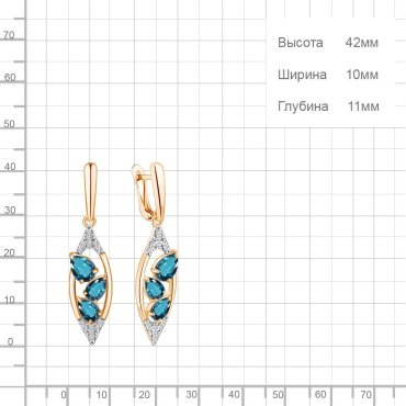 Серьги AQUAMARINE 4782908А вес 4.6 г серебро, топаз купить,142819